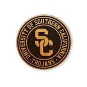 USC Trojans U of So Cal SC Interlock Alder Wood Round Magnet